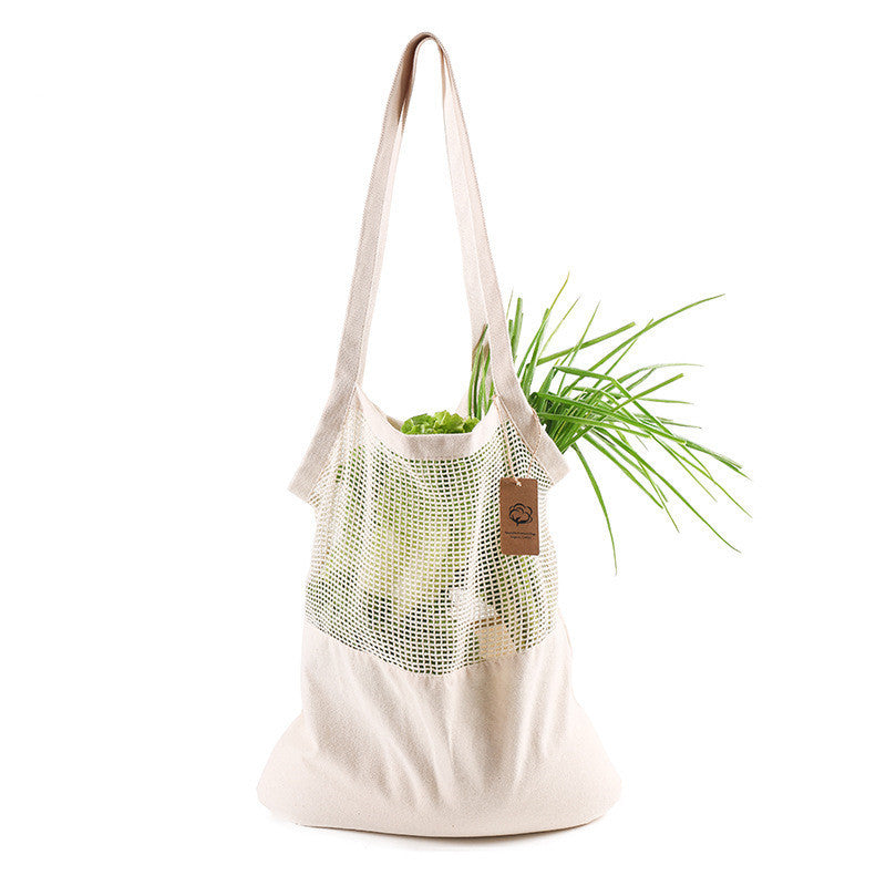 Eco-Friendly Cotton Shopping Bag – Reusable Long Handle Tote
