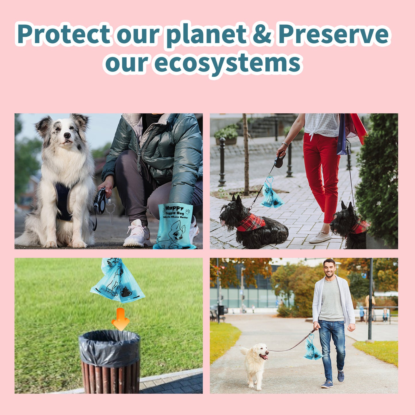 Eco-Friendly Biodegradable Dog Poop Bags – 8 or 18 Roll Packs