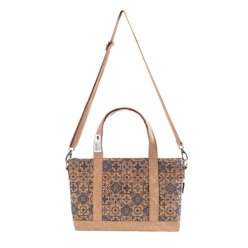 Eco-Friendly Cork Crossbody Tote – Floral & Boho Print Bag